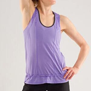 Lululemon Mind Over Matter Tank Top Grapeseed Size 6 Periwinkle Ruffle Racerback
